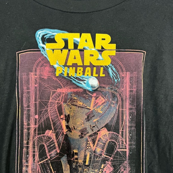Star Wars XL Pinball Graphic Tee Black Vader Death Star Arcade Retro Style 90’s - Picture 6 of 14